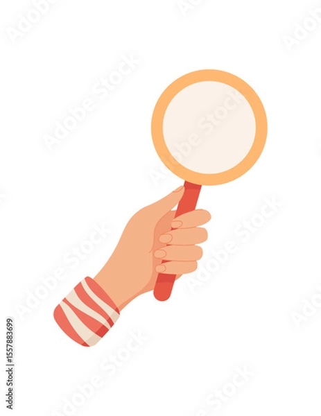 Obraz Hand gesture icon. A human hand holds an item for exchange. Flat graphic, visual concept, ideal for communication and interaction themes. Perfect presentations and social media.
