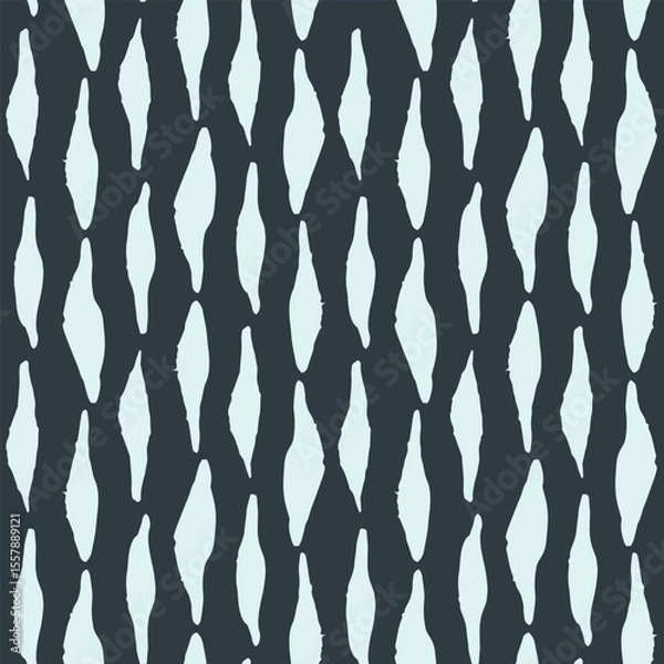 Obraz Seamless repeat pattern with abstract hand painted oval shapes in stripes in tonal blue shades. Brush strokes, abstract background for nature, swim, outdoor, unisex projects.