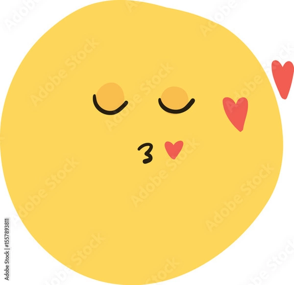 Fototapeta Collection of yellow emoji faces with various expressions: happy, sad, surprised, cool, and loving. Cute and playful emoji designs in a fun style. Hand drawn cute emoticon illustration icon. Vector