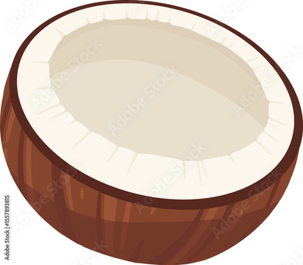 Fototapeta Coconuts and coconut half with leaves isolated on a white background. Vector illustration cartoon flat coconut icon isolated on white background.