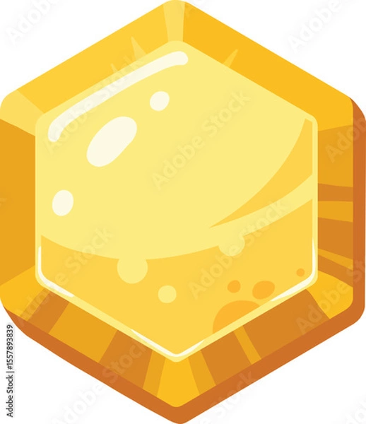 Fototapeta Golden game button. Cartoon gold stone frames and buttons, gravel rock gambling plates, golden rock stones signs flat vector illustration. Stone buttons on white