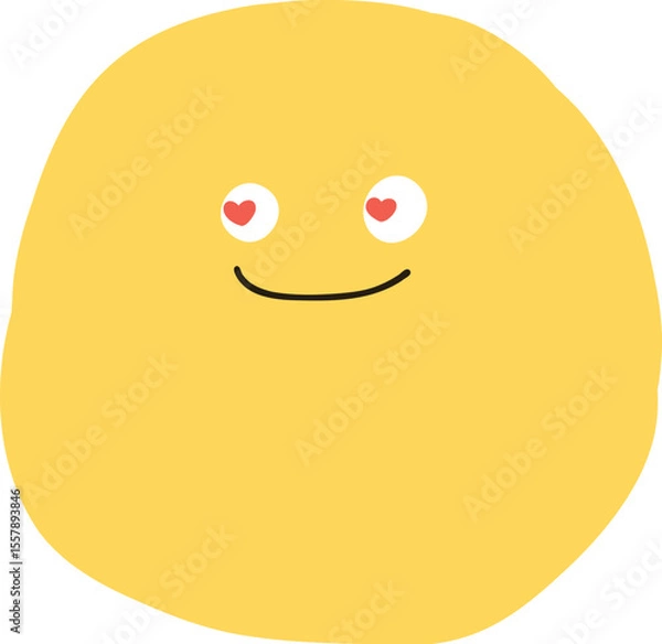 Fototapeta Collection of yellow emoji faces with various expressions: happy, sad, surprised, cool, and loving. Cute and playful emoji designs in a fun style. Hand drawn cute emoticon illustration icon. Vector
