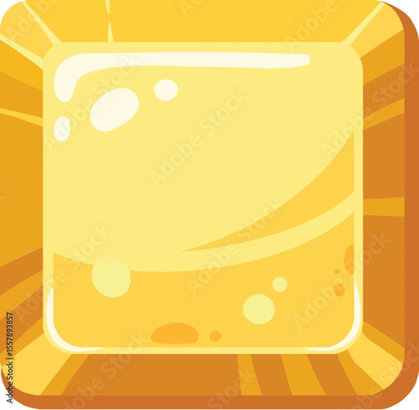 Fototapeta Golden game button. Cartoon gold stone frames and buttons, gravel rock gambling plates, golden rock stones signs flat vector illustration. Stone buttons on white