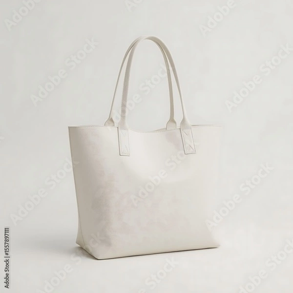 Fototapeta   Realistic White Tote Bag Mockup — High-Resolution Canvas Tote on Solid Background for Branding and Product Design