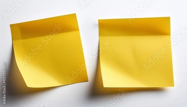 Fototapeta yellow blank post it notes isolated on white