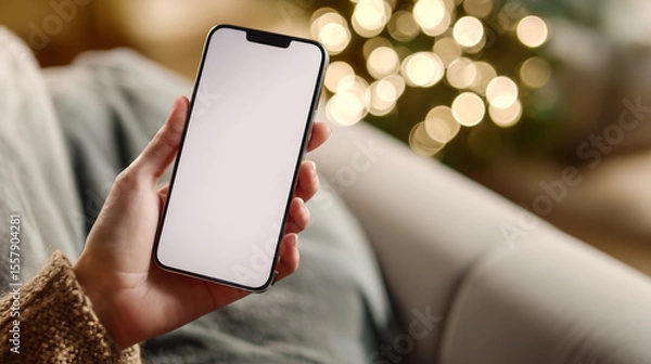 Obraz Modern smartphone mockup in a woman's hand