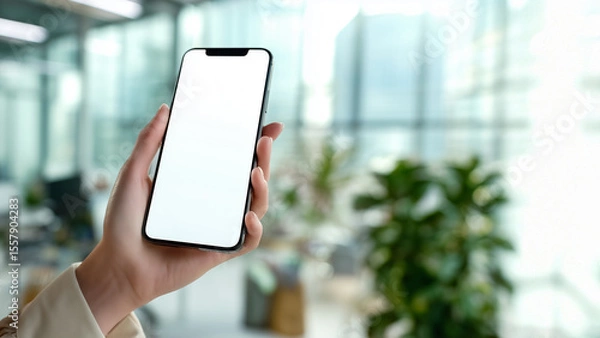 Obraz Modern smartphone mockup in a woman's hand
