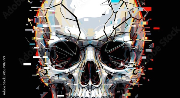 Fototapeta Glitch art skull vector graphic design for halloween and horror themed projects digital illustration art 100 father's day