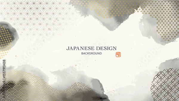 Obraz 墨と和柄の背景／和風デザイン