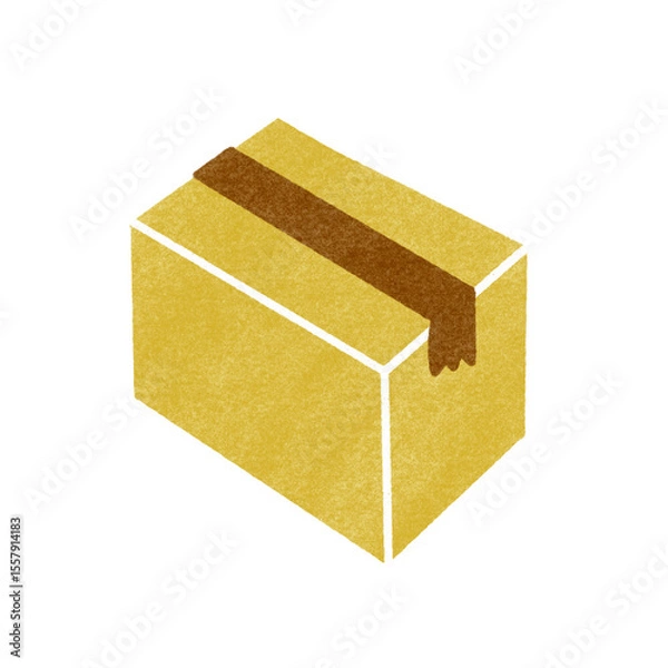 Obraz 段ボール, ダンボール, 箱, ボックス, イラスト, 配送, 引っ越し, 配達, パッケージ, 包み, 入れ物, 手書き, 手描き, スタンプ, はんこ, ハンコ, かわいい, 可愛い, シンプル, 片付け, 荷物, 置き配
