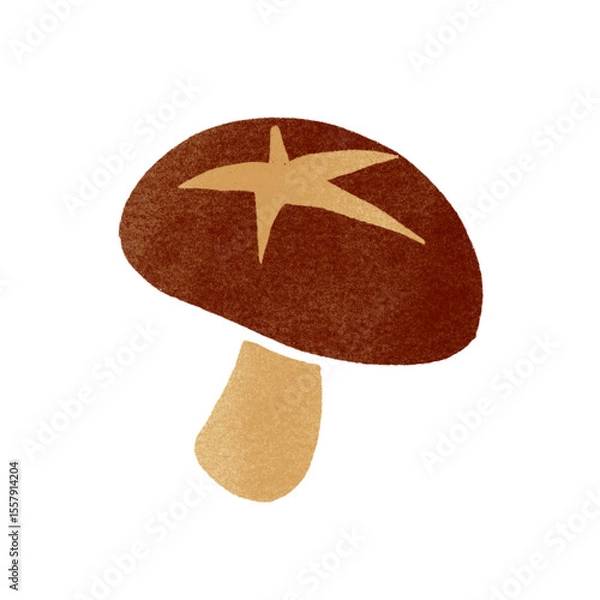 Obraz スタンプ風のしいたけのイラスト