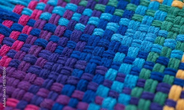 Obraz Close up of Cotton Woven Material in Rainbow Colors