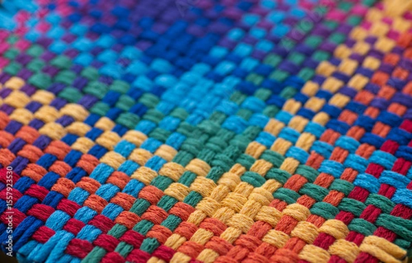 Obraz Close up of Cotton Woven Material in Rainbow Colors