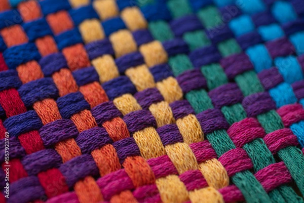 Obraz Close up of Cotton Woven Material in Rainbow Colors