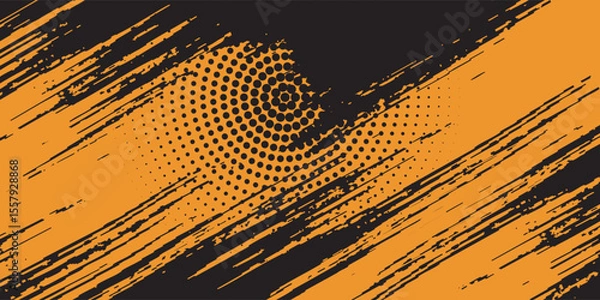 Fototapeta Dots halftone yellow and dark blue color pattern gradient grunge texture background. Dots pop art sport style vector illustration