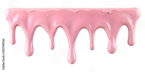 Fototapeta A vibrant pink dripping glaze creating a glossy, playful effect. Ideal for designs related to desserts, celebrations, or art applications.