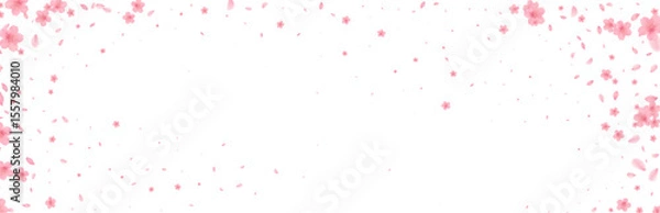 Fototapeta Cherry Blossoms Japanese Pattern Watercolor Background  from full bloom in spring fluttering in the wind on a white background