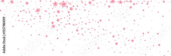 Fototapeta Cherry Blossoms Japanese Pattern Watercolor Background  from full bloom in spring fluttering in the wind on a white background