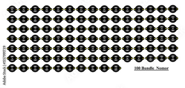 Fototapeta Set bundle 100 nomor with logo. 100 Number Icon Bundle Set with Editable Logo. Vector Design for Branding, Labels & Posters