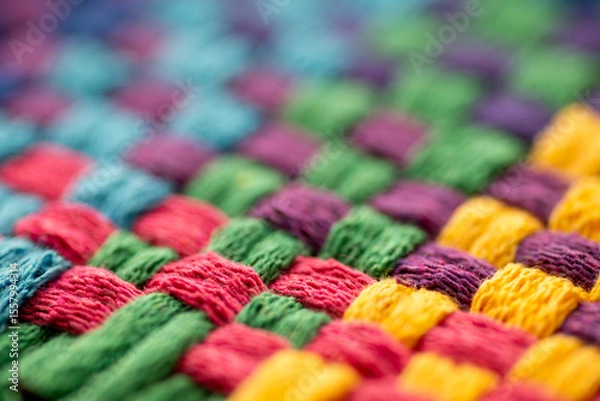 Obraz Close Up of Woven Cotton Fabric in Many Different Colors