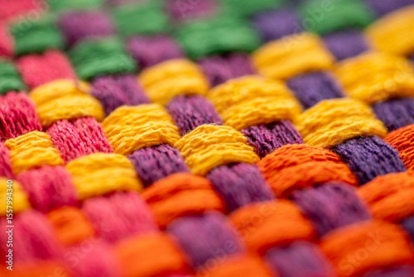Obraz Close Up of Woven Cotton Fabric in Many Different Colors