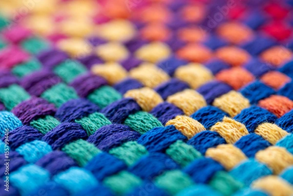 Obraz Close Up of Woven Cotton Fabric in Many Different Colors