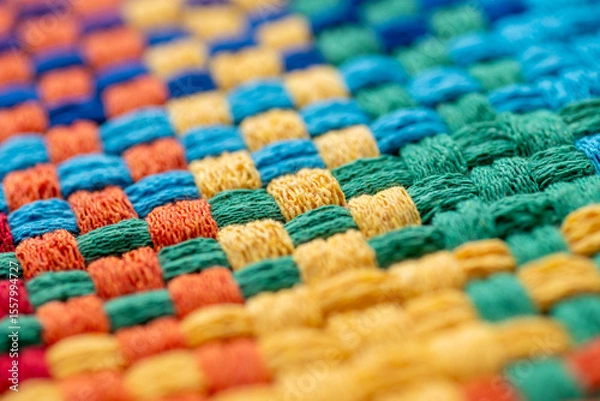Obraz Close Up of Woven Cotton Fabric in Many Different Colors