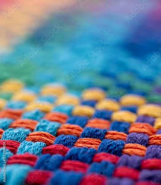 Obraz Close Up of Woven Cotton Fabric in Many Different Colors