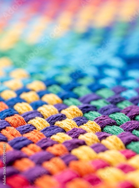 Obraz Close Up of Woven Cotton Fabric in Many Different Colors