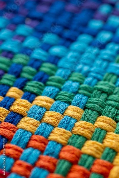 Obraz Close Up of Woven Cotton Fabric in Many Different Colors