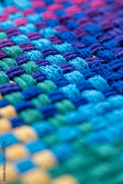 Obraz Close Up of Woven Cotton Fabric in Many Different Colors