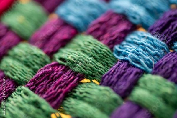 Obraz Close Up of Woven Cotton Fabric in Many Different Colors