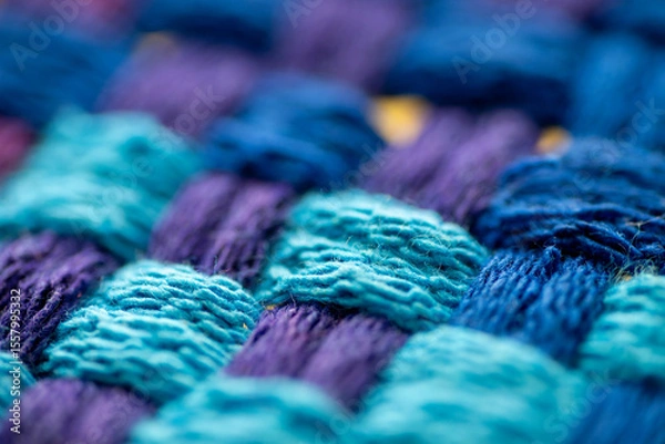 Obraz Close Up of Woven Cotton Fabric in Many Different Colors