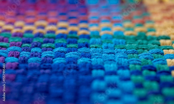Obraz Close Up of Woven Cotton Fabric in Many Different Colors