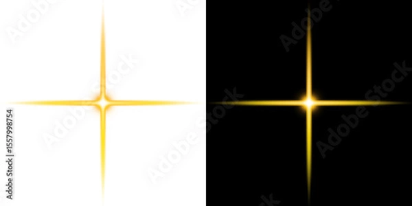 Fototapeta Golden Spark Light Flare - Transparent and Black Background
