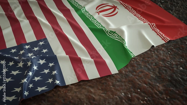 Obraz The American and Iran flag for war crisis concept 3d Rendering.
