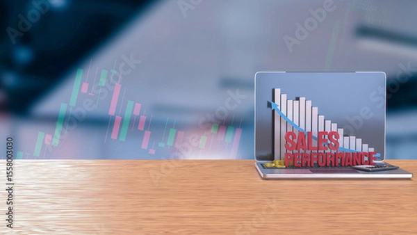 Obraz The Sales performance and chart for Business concept 3d Rendering.