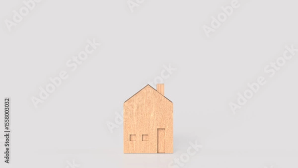 Obraz The Wood House on white  Background for property or Building concept 3d Rendering.