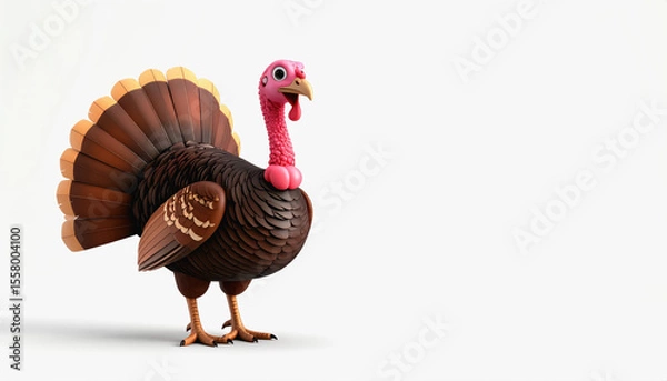 Fototapeta Unique 3d wild turkey made of chocolate isolated on white background perfect for festive and creative designs