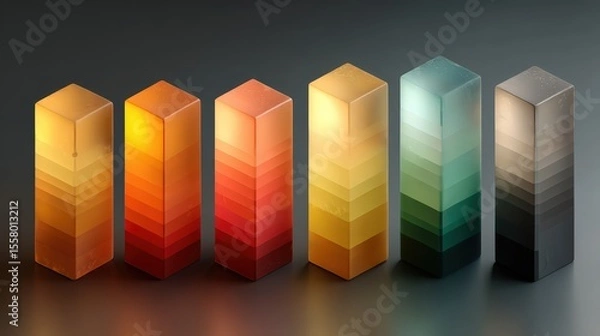 Fototapeta Colorful Stacked Blocks: Abstract 3D Graph Concept