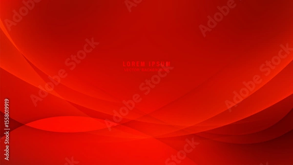 Fototapeta Abstract red background with flowing curves and soft gradients. Overlapping transparent shapes