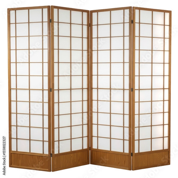 Fototapeta Folding screen isolated on transparent background for interior design and privacy.