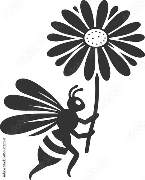 Obraz Black bee vector silhouette