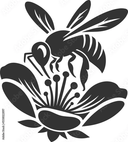 Obraz Black bee vector silhouette