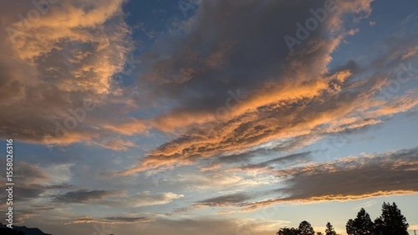 Fototapeta 夕日に染まった雲と空