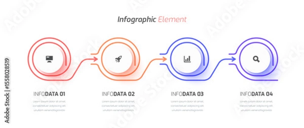 Fototapeta Timeline Infographic Template Design with Circle, Thin Line, 4 Options Can be Used for Presentation
