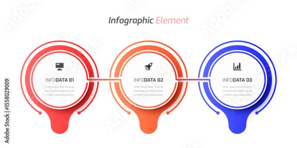 Fototapeta Business Infographic Template Design with Abstract Design, Icon and 3 Options for Presentation, Flowchart