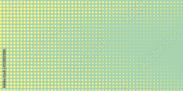 Obraz Halftone background. Comic dotted pattern. Pop art retro style. Backdrop with circles, rounds, dots, design element for web banners, posters, cards, wallpapers. Green-mint and yellow color