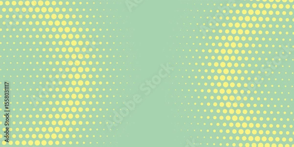Obraz Halftone background. Comic dotted pattern. Pop art retro style. Backdrop with circles, rounds, dots, design element for web banners, posters, cards, wallpapers. Green-mint and yellow color