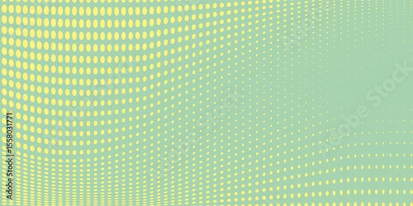 Obraz Halftone background. Comic dotted pattern. Pop art retro style. Backdrop with circles, rounds, dots, design element for web banners, posters, cards, wallpapers. Green-mint and yellow color